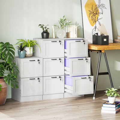 Homcom 3-Drawer File Cabinet, Lockable Filing Cabinet For A4 Letter, White