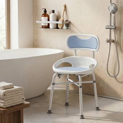 B&Q -  Shower Chair With BackAdjustable HeightEnclosed Side Support