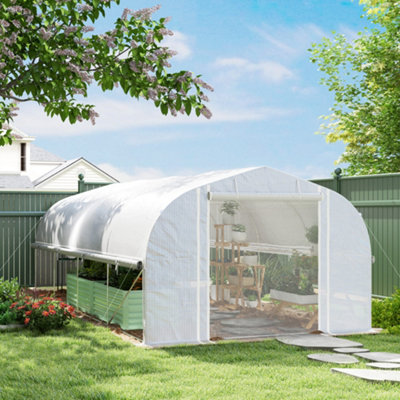 B&Q -  Polytunnel Greenhouse W/ Roll-Up SidewallsMesh Door6 X 3 X 2M