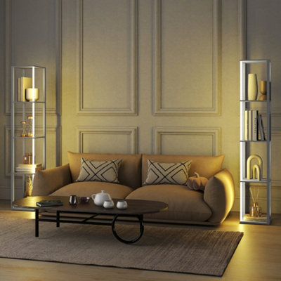 B&Q -  Rgb Led Floor Lamp With Shelves And Remote Control For BedroomWhite