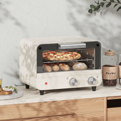 B&Q -  Mini Countertop Oven With Glass Door And TimerCream White