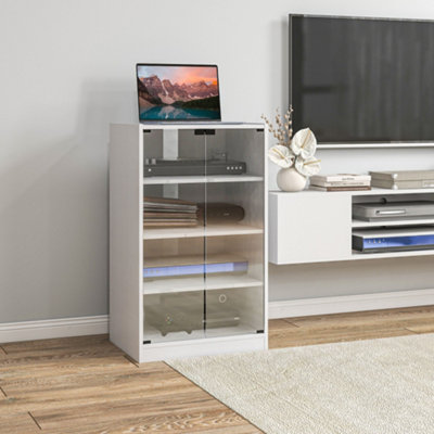 B&Q -  4-Tier Hi-Fi Stand With Adjustable ShelvesWhite Wood-Effect