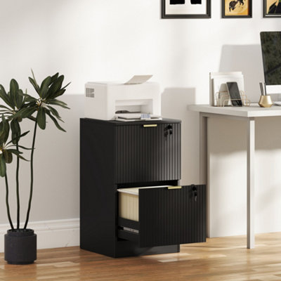 Rackhams Gold/Black Filing Cabinet, File Cabinet With 2 Lockable Drawers And Hanging Rails - Image 6