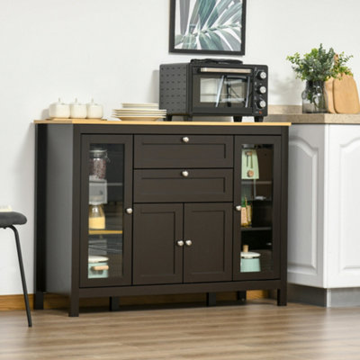 B&Q -  Modern Storage Cabinet With 4 Doors And 2 DrawersBlack Brown