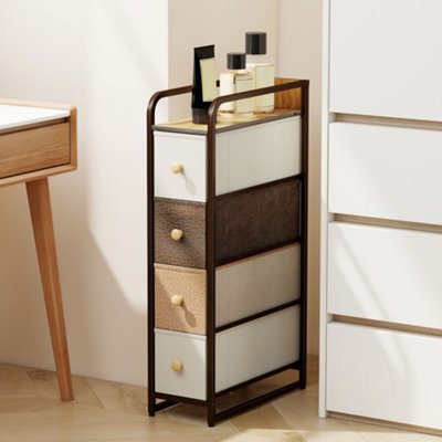 Homcom Brown 4-Drawer Storage Organiser Unit With Steel Frame, Mixed - Image 7