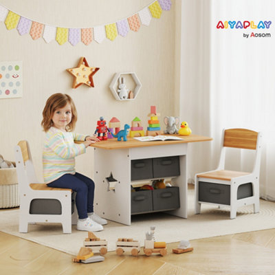 B&Q -  Kids Table And Chair Set With 6 Removable DrawersNatural