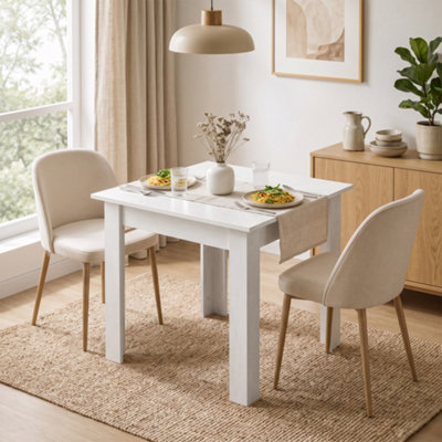 B&Q -  Square Dining TableKitchen Table With White Wood Effect