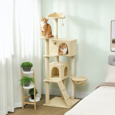 B&Q -  180Cm Cat Tree Tower With Sisal Scratching PostsCondosBeige