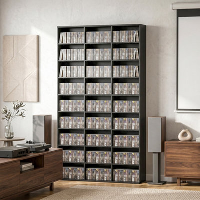 Homcom Black 835 Cd/500 Dvd Storage Unit, Blu-Ray Media Storage Shelf, - Image 6