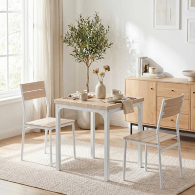 Homcom Unisex Natural Pcs Compact Dining Table 2 Chairs Set, Oak Wood Effect In Size 3 - Image 7