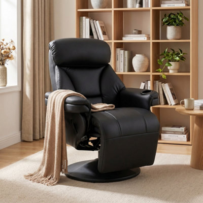 B&Q -  Upholstered Reclining Armchair With Adjustable BackrestBlack