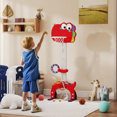 B&Q -  5-In-1 Basketball Set With Adjustable 96-130 Cm HeightRed