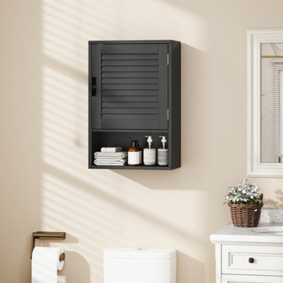 Homcom Bathroom CabinetWall Mounted Cabinet With Adjustable ShelvesBlack from B&Q