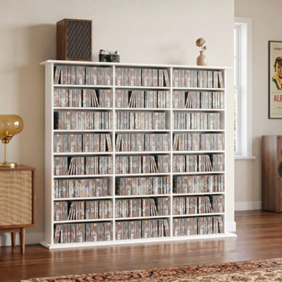 HOMCOM DVD Storage Unit, Media Storage Shelf with 24 Compartments, White - Image 5