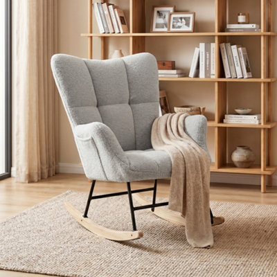 Rackhams Light/Grey Tufted Rocking Chair With Side Pockets - Image 3