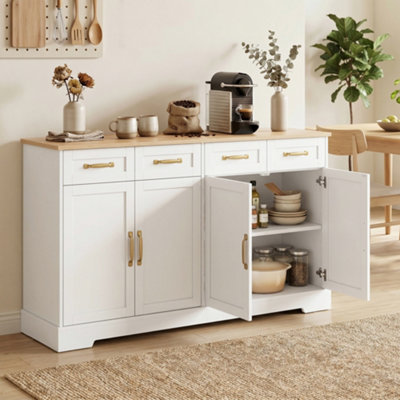 B&Q -  Sideboard With 4 Drawers4 Doors And 2 Adjustable ShelvesWhite