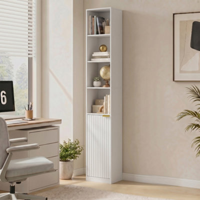 Bookcase Adjustable Shelf Bookshelf Anti-Tip Hardware 6-Tier White Wood Effect - Image 7