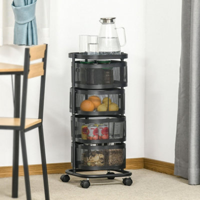 B&Q -  Metal Storage Cart With Top Tray And 4 Mesh BasketsBlack