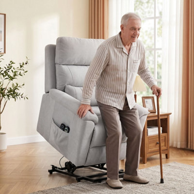HOMCOM Power Lift Recliner, Lift Chair with Massage & Heat, Light Grey | Size: Armchair - Image 8