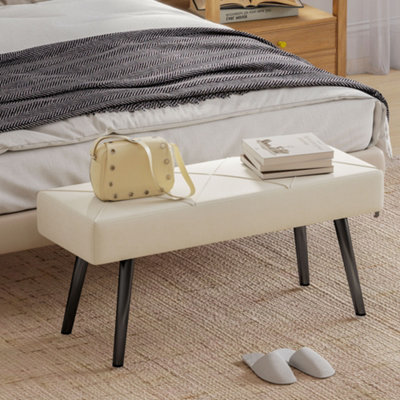 B&Q -  Upholstered Hallway Bench With X-Shape Design And LegsCream