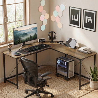 Homcom Corner L-Shape Computer Desk Gaming Pc Workstation For Home Office