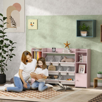 B&Q -  Kids Toy Storage Organiser With 8 Removable Storage BinsPink
