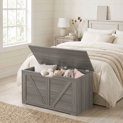 B&Q -  Storage Trunk For Living RoomWith Safety Hinge80CmDark Grey