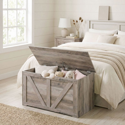 B&Q -  Storage Trunk For Living RoomWith Safety Hinge80CmGrey
