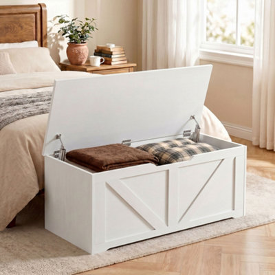 Rackhams White Storage Trunk For Living Room, With Safety Hinges, 100Cm - Image 8
