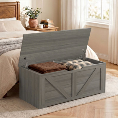 B&Q -  Storage Trunk For Living RoomWith Safety Hinges100CmDark Grey
