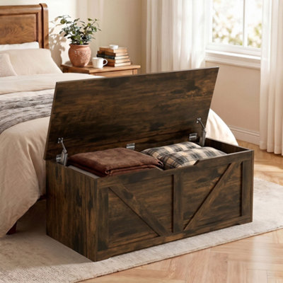 B&Q -  Storage Trunk For Living Room With Safety Hinges100CmRustic Brown - Image 8