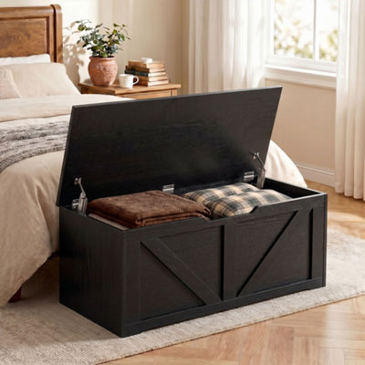 B&Q -  Storage Trunk For Living RoomWith Safety Hinges100CmBlack
