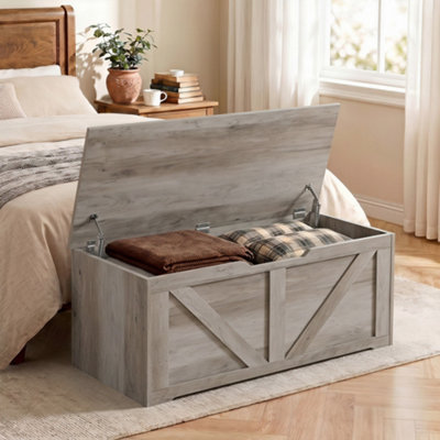 B&Q -  Storage Trunk For Living RoomWith Safety Hinges100CmGrey