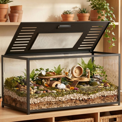 B&Q -  Large Hamster CageChewproof Metal Rat Cage With Openable TopBlack
