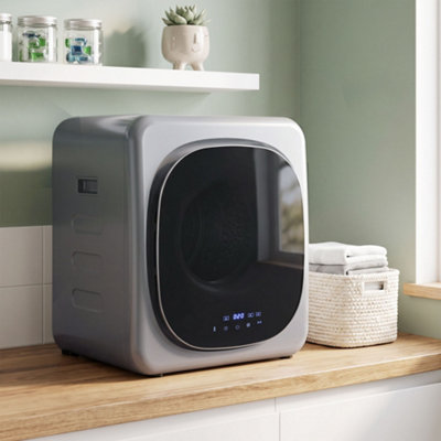 HOMCOM Vented Tumble Dryer wth 2.5kg Dry Capacity, 800W, Silver Tone | Compact Tumble Dryer with Multiple Modes, Freestanding Stackable Clothes Drying Machine for Flat RVs, 48x40x56cm - Image 8