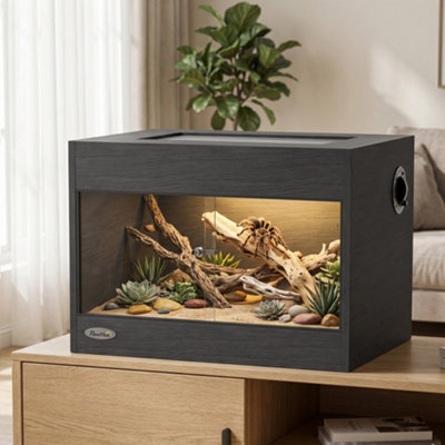 B&Q -  Reptile Vivarium With Sliding Glass Doors And Top VentilationBlack