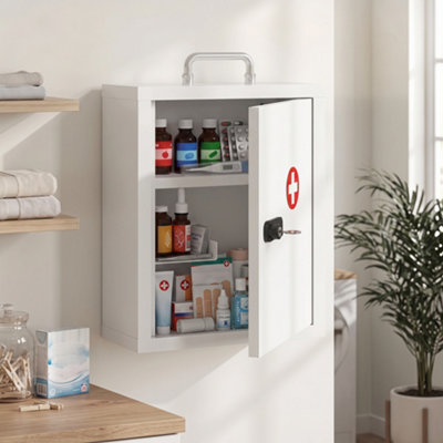 B&Q -  Medicine CabinetMedical Cabinet W/ Combination And Key LockWhite