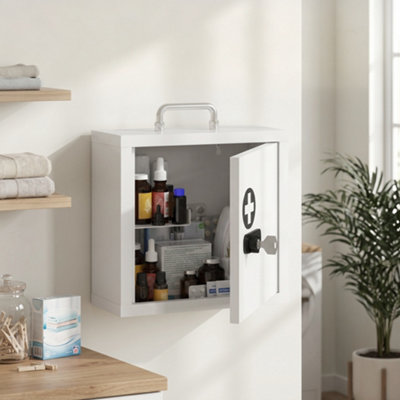B&Q -  Medicine CabinetMedical Cabinet W/ Combination And Key LockWhite