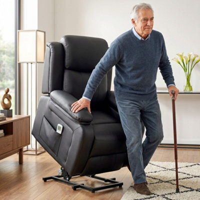 B&Q -  Riser And Recliner Chair Power Lift Recliner With RemoteBlack
