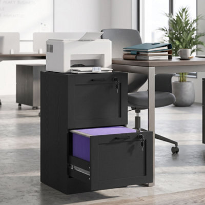 Homcom 2-Drawer File Cabinet, Lockable Filing Cabinet For A4 Letter, Black