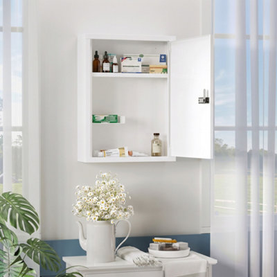 Homcom Unisex White Wall Mount Bathroom Medicine Cabinet With Combination Lock, - Image 7
