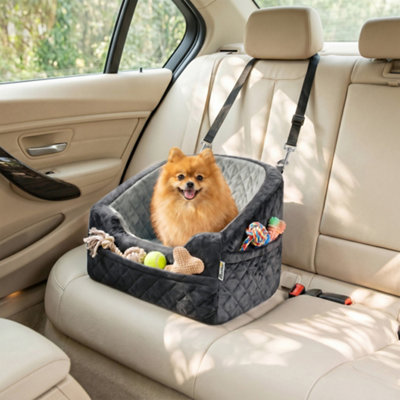 B&Q -  Dog Car SeatDetachable Dog Booster Seat With Seat BeltGrey