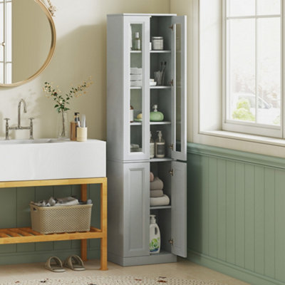 B&Q -  Tall Bathroom Storage Cabinet6-Tier Bathroom CabinetDusty Blue