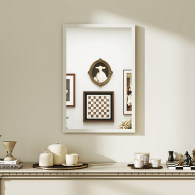 B&Q -  60X40Cm Wall Bathroom Mirror For Home DecorVanity MirrorWhite