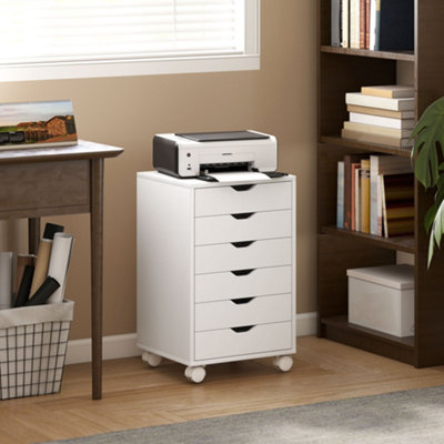 HOMCOM 6 Drawer Vertical File Cabinet with Quiet Drawers & Wheels, White - Image 6