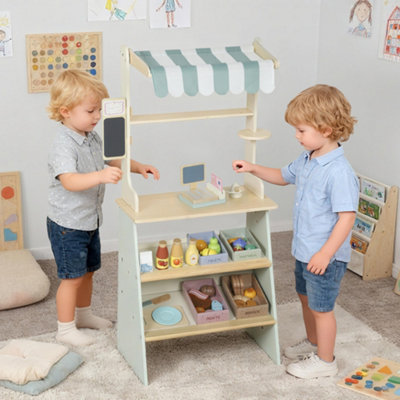Aiyaplay Wooden Toy Shop, Supermarket Role Play With 34 Accessories, Green - Image 4