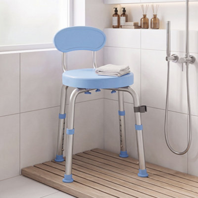 Homcom Unisex Light Blue 360° Swivel Shower Stool, Rotating Shower Chair With Aluminium Frame In - Image 5