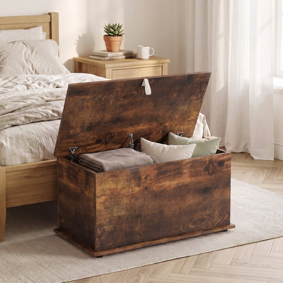 Homcom (Brown) Storage Chest With Safety Hinged Lid, 102L Storage Box - Image 8