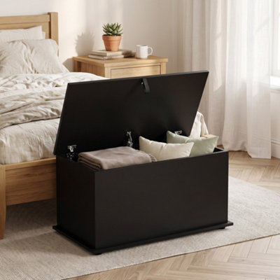 Homcom Black Storage Chest With Safety Hinged Lid, 102L Storage Box - Image 8