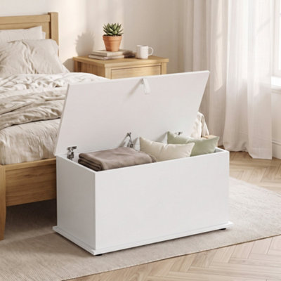 Homcom Unisex White Storage Chest With Safety Hinged Lid, 102L Storage Box, - Image 8